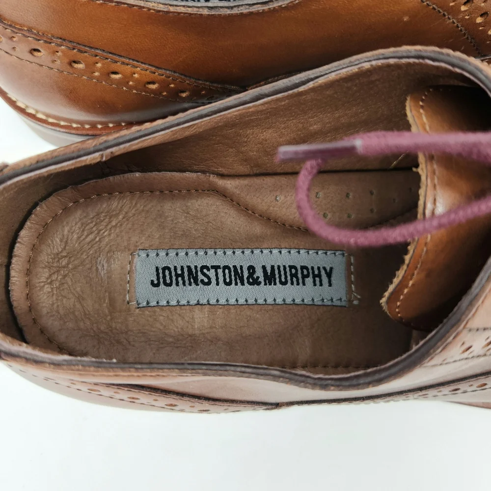 Johnston & Murphy Conard Cap Toe Men's Brown Leather Dress Shoes Size 9.5 M - Picture 13 of 16